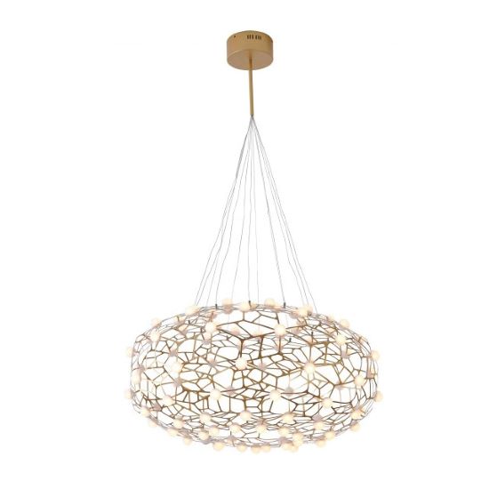 Canada 54 LED Light Gold Oval Shaped Honeycomb Chandelier with White Acrylic Diffusers by Bethel International