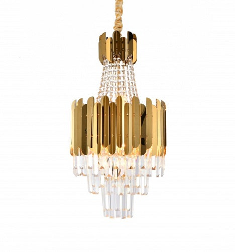 Canada 8 Light Gold Stainless Steel Chandelier with Clear Hanging Crystals by Bethel International