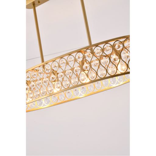 Canada 4 Light Gold Oval Frame Chandelier with Clear Hanging Crystal Drops by Bethel International