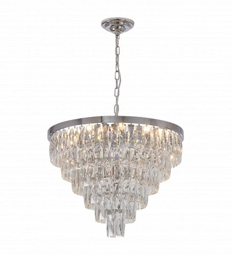Canada 16 Light Six Tier Chrome Chandelier with Clear Hanging Crystals by Bethel International