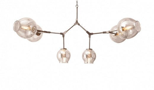 Canada 6 LED Light Satin Nickel Frame Chandelier with Clear Glass Open Shades by Bethel International