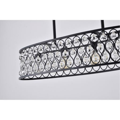 Canada 4 Light Black Frame Chandelier with Clear Hanging Crystal Drops by Bethel International