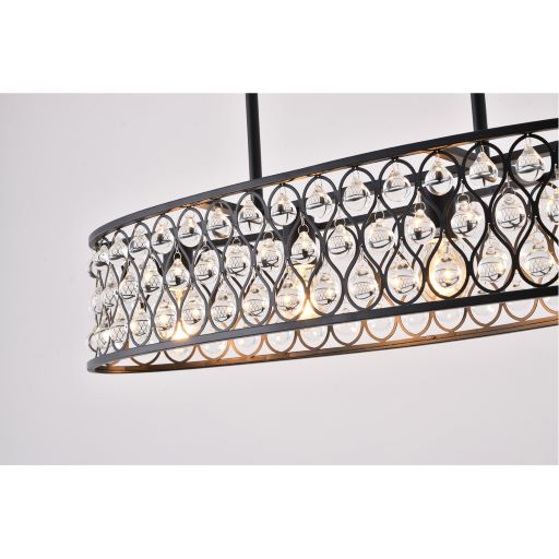 Canada 4 Light Black Frame Chandelier with Clear Hanging Crystal Drops by Bethel International