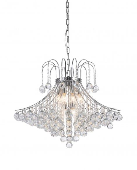 Canada 11 Light Chrome Hardware Chandelier with Clear Hanging Crystal Balls by Bethel International 