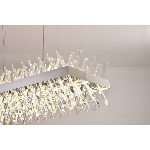 Canada 100 LED Light Rectangular Chrome Frame Chandelier with Clear Crystals by Bethel International