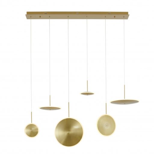 Canada 6 LED Light Gold Aluminum Chandelier with Six LED Saucer Lights by Bethel International
