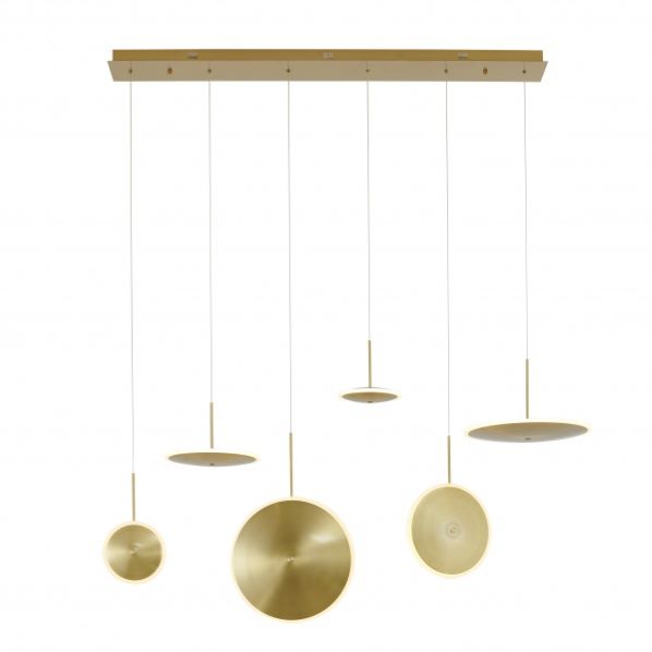 Canada 6 LED Light Gold Aluminum Chandelier with Six LED Saucer Lights by Bethel International