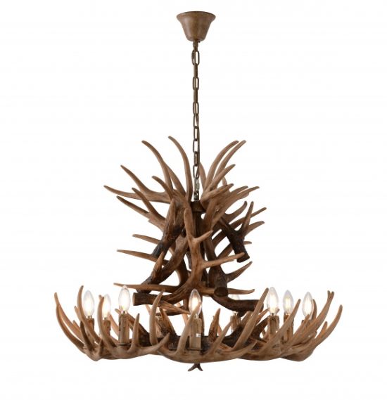 IL Series 9 Light Antler Chandelier with Candle Light Bulbs by Bethel International