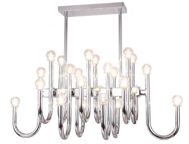 Canada 24 Light Chrome Arched Arm Chandelier with Clear Glass Shades by Bethel International 