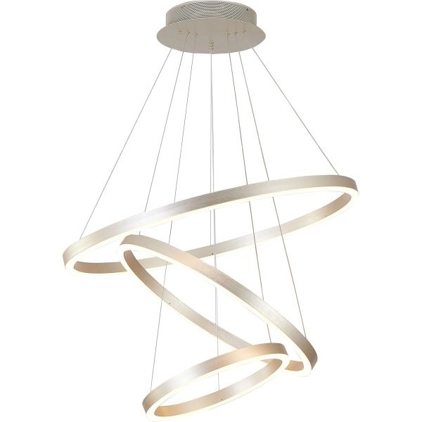 Canada 135 LED Light Three Halo Ring Chandelier with Brushed Nickel Frame by Bethel International
