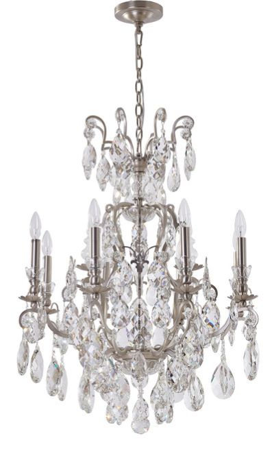 Canada 10 Light Pewter Chandelier with Clear Hanging Crystals by Bethel International