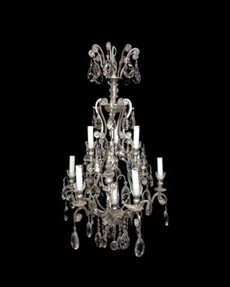 Canada 10 Light Pewter Chandelier with Clear Hanging Crystals by Bethel International