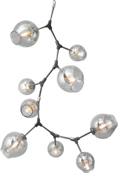 Canada 9 Light Satin Nickel Framed Branch Chandelier with Clear Glass Shades by Bethel International