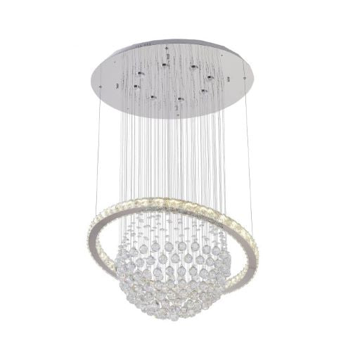 Canada 9 LED Light Chrome Chandelier with Clear Crystal Balls and Rings by Bethel International 