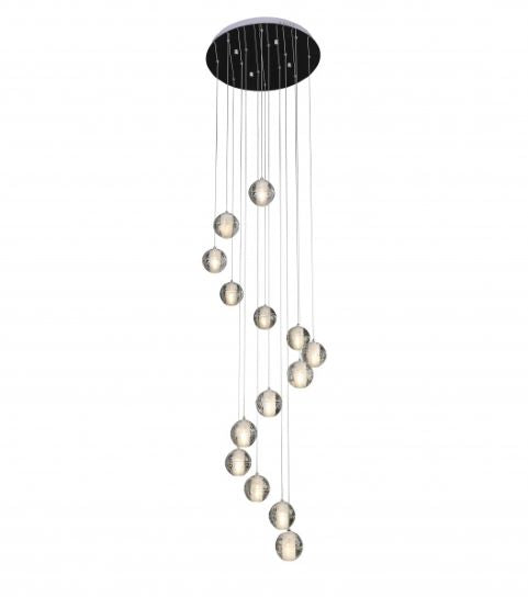 Canada 14 LED Light Chrome Chandelier with Hanging Clear Bubble Crystal Pendants by Bethel International 