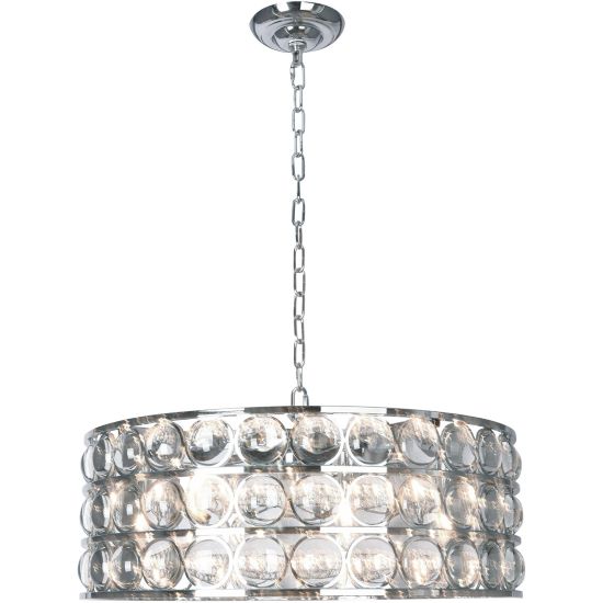 Canada 8 Chrome Drum Shade Chandelier with Clear Crystal Balls by Bethel International