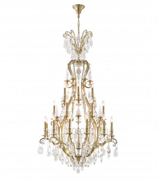 Canada 13 Light Clear Crystal Chandelier with Antique Brass Frame by Bethel International