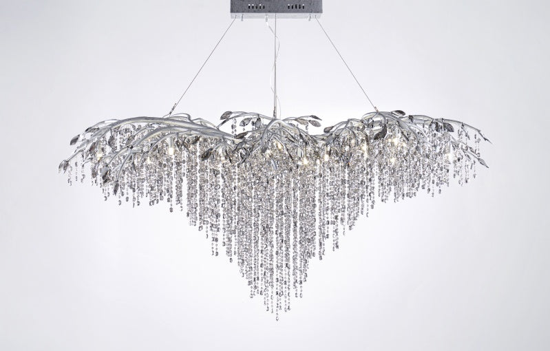 Canada 26 LED Light Silver Chandelier with Smoke Hanging Crystal Beads by Bethel International