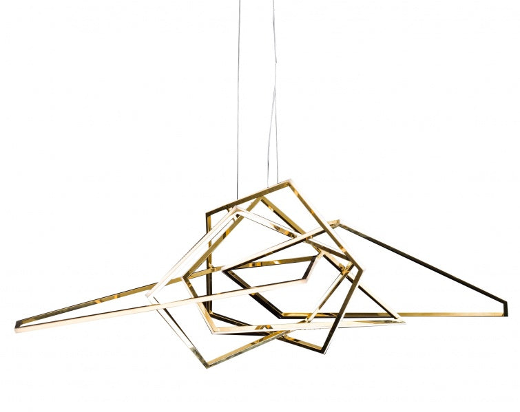 Canada LED Gold Geometric Stainless Steel Frame Lighting Fixture by Bethel International