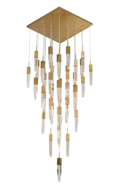 Canada 41 Light Gold Flushed Chandelier with Clear Bubble Hanging Crystals by Bethel International