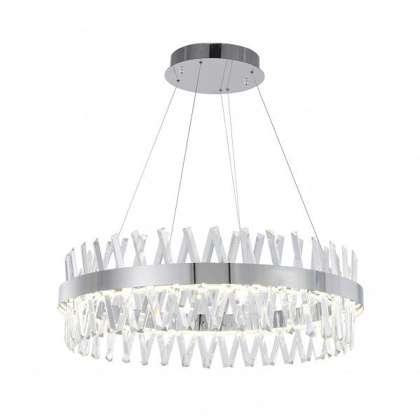 Canada LED Round Chrome Framed Chandelier with Clear Crystals by Bethel International