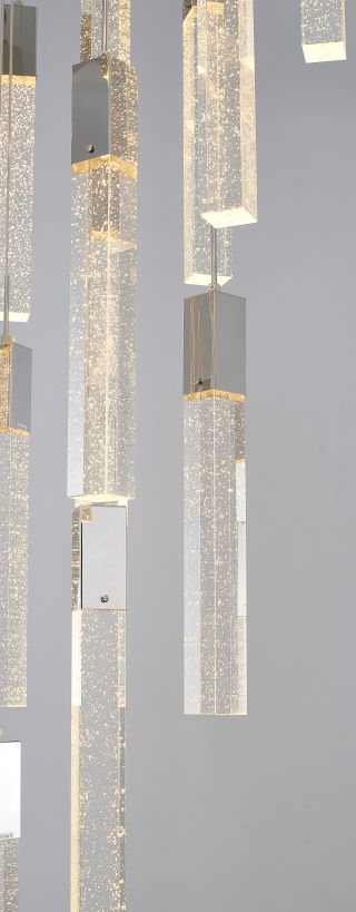 Canada 25 Light Flushed Chrome Chandelier with Bubble Block Crystals by Bethel International