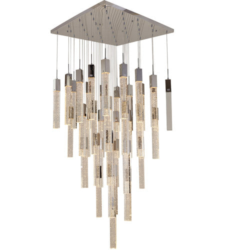 Canada 41 Light Chrome Flushed Chandelier with Clear Block Bubble Hanging Crystals by Bethel International