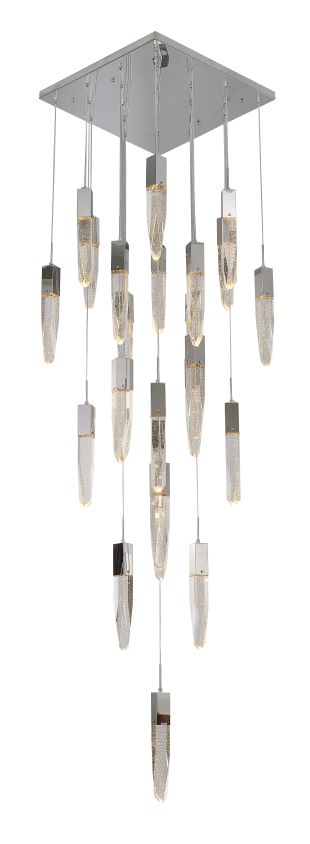 Canada 25 Light Flushed Chrome Chandelier with Bubble Crystals by Bethel International