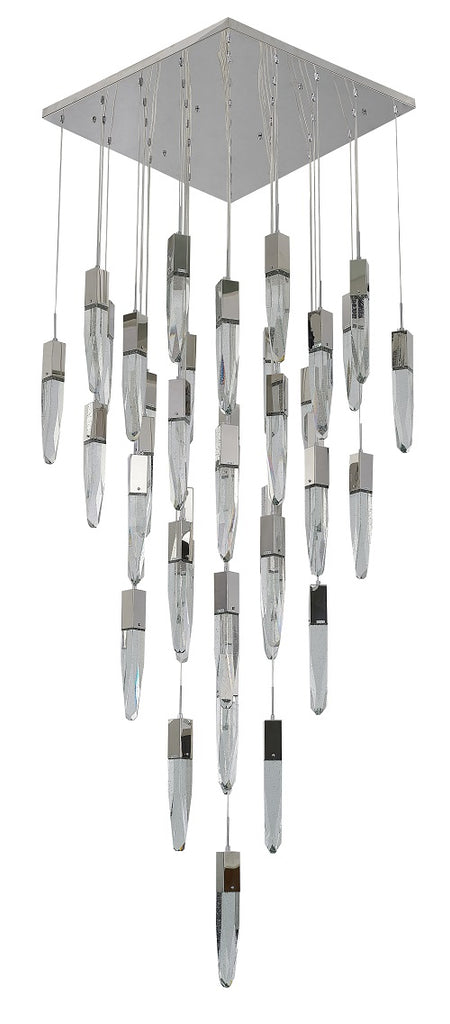 Canada 41 Light Flushed Chrome Frame Chandelier with Clear Bubble Hanging Crystals by Bethel International