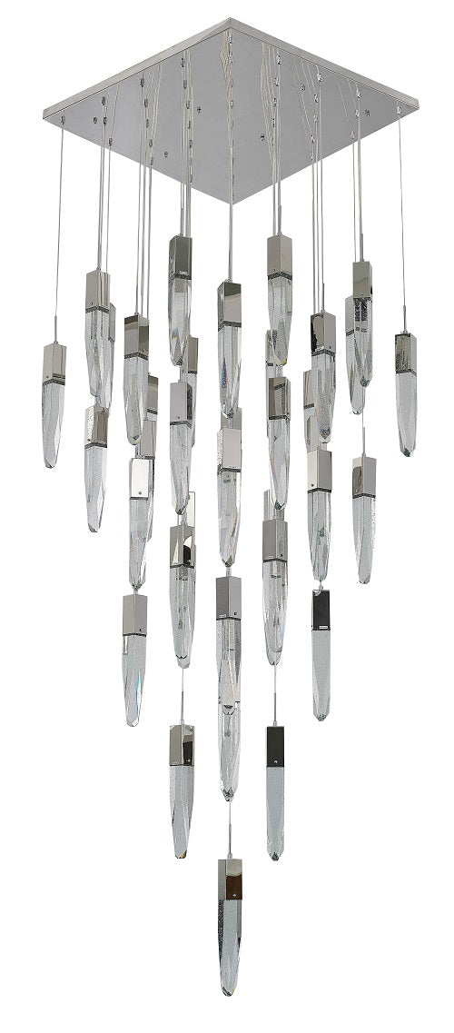 Canada 41 Light Flushed Chrome Frame Chandelier with Clear Bubble Hanging Crystals by Bethel International