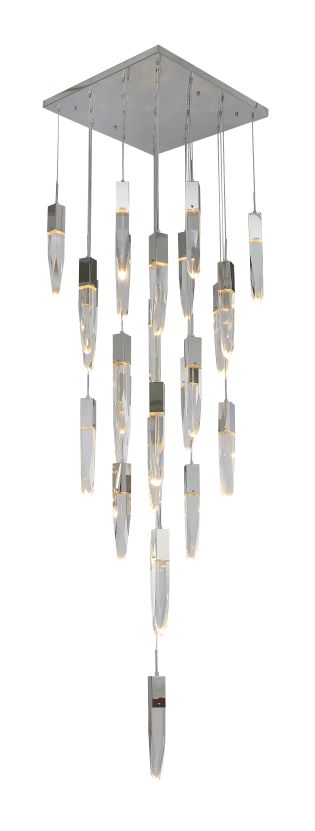 Canada 25 Light Flushed Chrome Chandelier with Iceberg Crystals by Bethel International