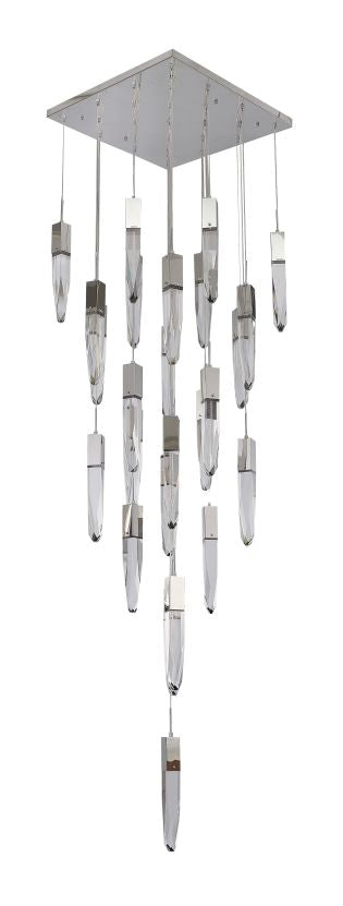 Canada 25 Light Flushed Chrome Chandelier with Iceberg Crystals by Bethel International