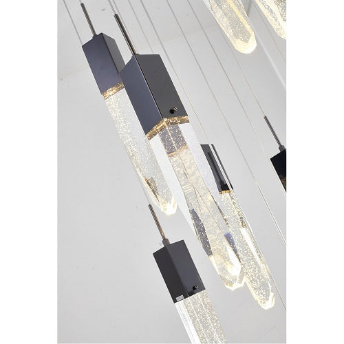 Canada 13 Light Black Gun Metal Frame Chandelier with Clear Hanging Bubble Crystal Pendants by Bethel International