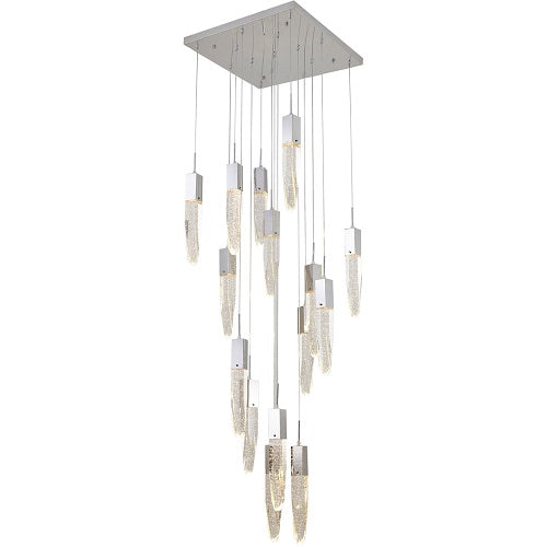 Canada 15 Light Chrome Metal Frame Chandelier with Clear Hanging Bubble Iceberg Crystal Pendants by Bethel International 