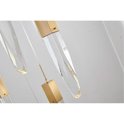 Canada 15 Light Gold Hairline Metal Frame Chandelier with Clear Hanging Bubble Iceberg Crystal Pendants by Bethel International