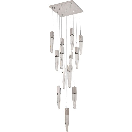 Canada 13 Light Chrome Metal Frame Chandelier with Clear Hanging Bubble Crystal Pendants by Bethel International