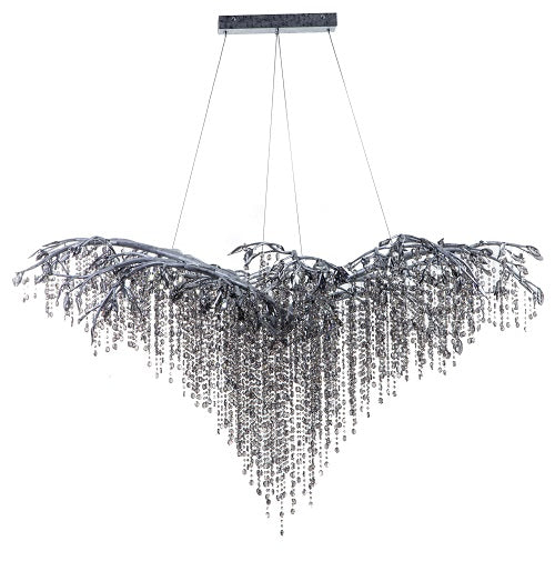 Canada 26 LED Light Silver Chandelier with Smoke Hanging Crystal Beads by Bethel International