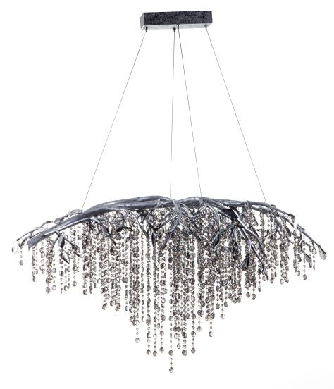 Canada 11 LED Light Silver Branch Chandelier with Smoke Beaded Crystals by Bethel International