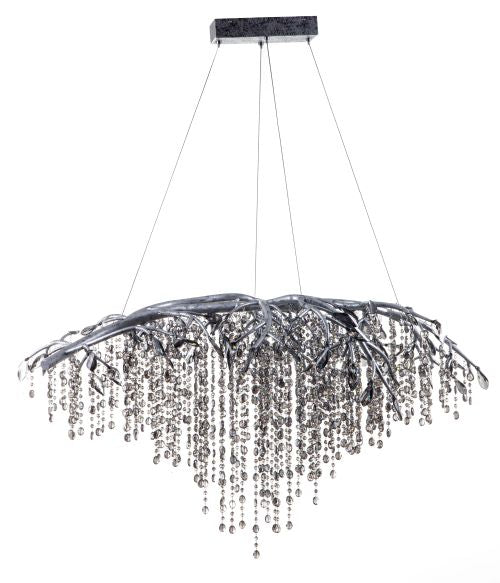 Canada 11 LED Light Silver Branch Chandelier with Smoke Beaded Crystals by Bethel International