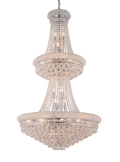 Canada 32 Light Three Tier Clear Crystal Chandelier with Crystal Balls and Beaded Border Frames by Bethel International 