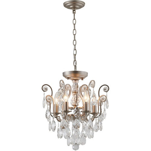 Canada 6 Light Pewter Chandelier with Clear Hanging Crystals by Bethel International 