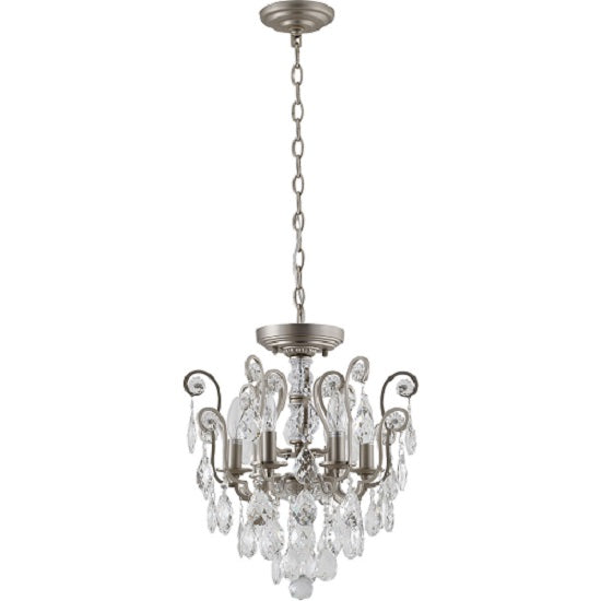 Canada 6 Light Pewter Chandelier with Clear Hanging Crystals by Bethel International 