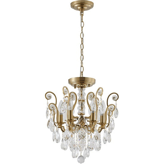 Canada 6 Light Antique Brass Chandelier with Clear Hanging Crystals by Bethel International 