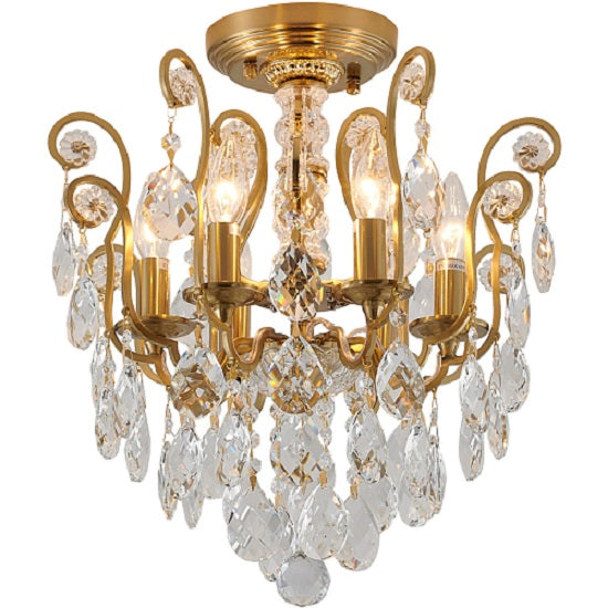 Canada 6 Light Antique Brass Chandelier with Clear Hanging Crystals by Bethel International 