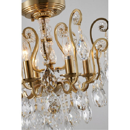 Canada 6 Light Antique Brass Chandelier with Clear Hanging Crystals by Bethel International