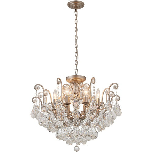 Canada 8 Light Pewter Chandelier with Clear Hanging Crystals by Bethel International