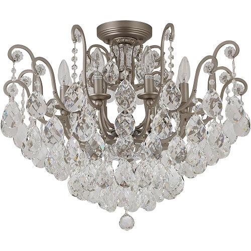 Canada 8 Light Pewter Chandelier with Clear Hanging Crystals by Bethel International