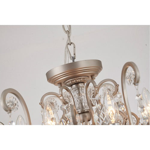 Canada 8 Light Pewter Chandelier with Clear Hanging Crystals by Bethel International