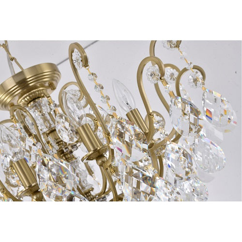 Canada 8 Light Antique Brass Chandelier with Clear Hanging Crystals by Bethel International