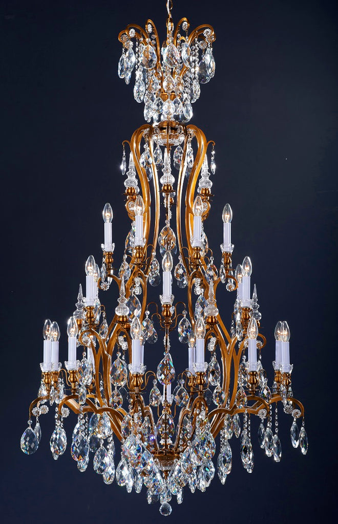 Canada 13 Light Clear Crystal Chandelier with Antique Brass Frame by Bethel International